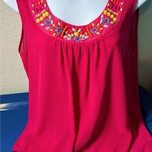 Thalia Sodi Pink Embellished Sleeveless Tank Top